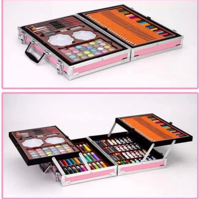 Picture of 45Pcs Professional Art Set- Drawing Painting Sketching Colouring Set- All In 1 Art Set -Oil Pastels, Colour Pencils & Pens, Water Colours & More- Unicorn Design Aluminium Case