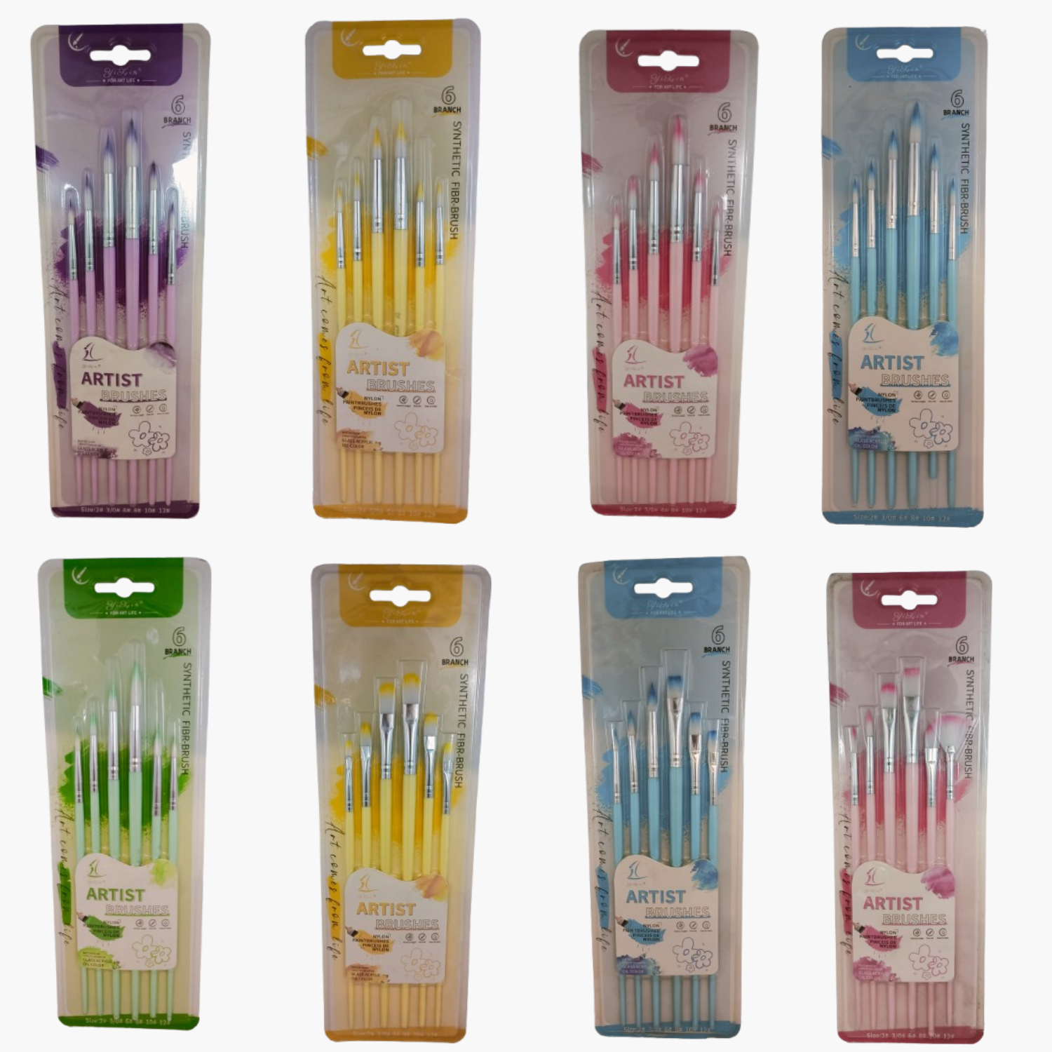 Picture of Synthetic Round, Filbert, Mix Paint Brush Set of 6pcs