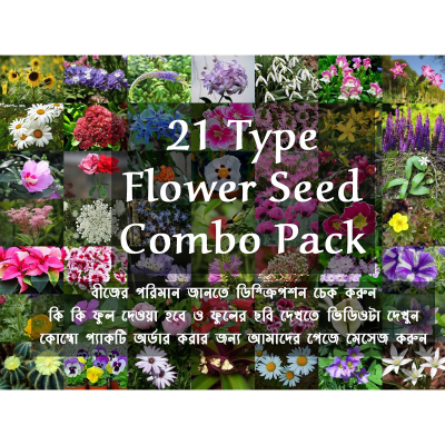 Picture of 21 Type Flower Seed Combo Pack Mix Color Seed - ২১ রকম ফুলের বীজের কোম্বো প্যাক