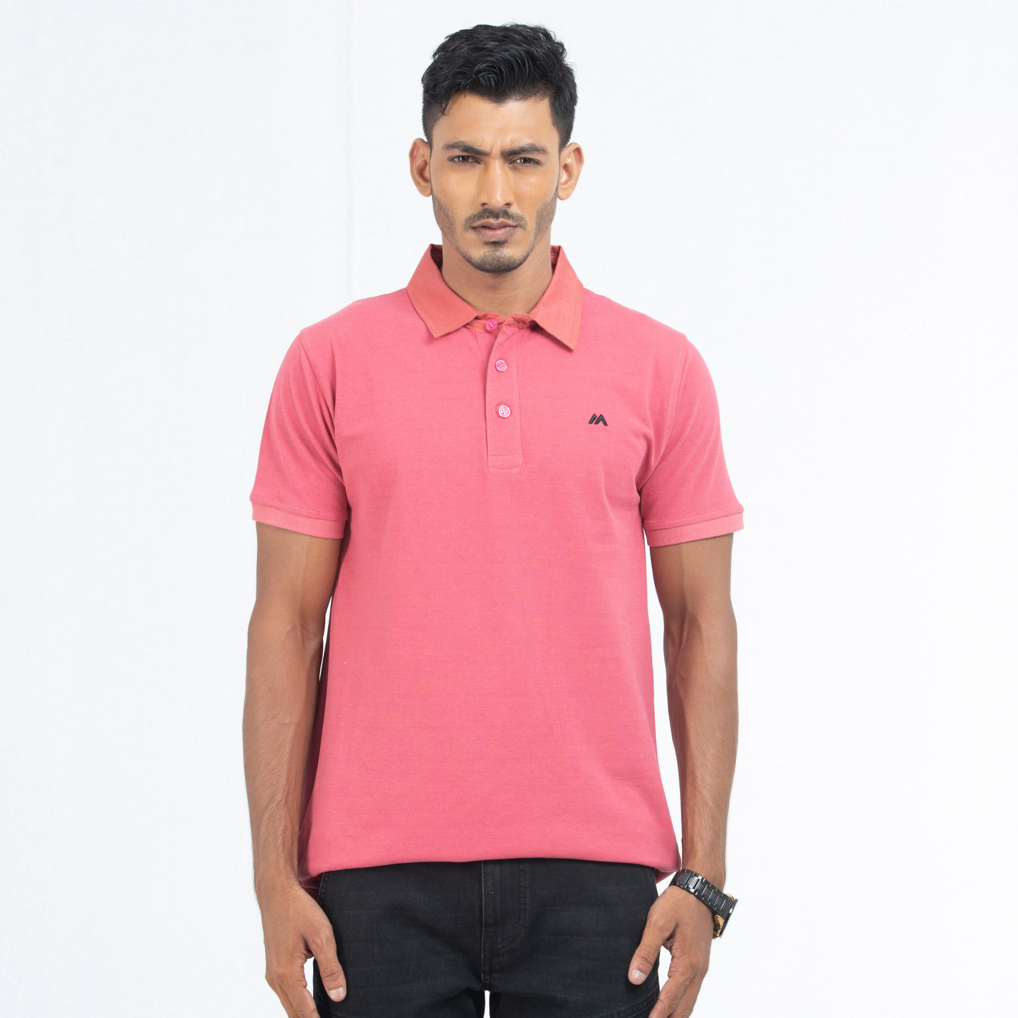 Picture of Woven Collar Solid Polo