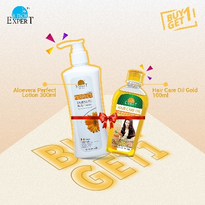 Picture of Buy 1 Aloevera Perfect Lotion 300ml and Get 1 Hair Care Oil Gold 100ml Free