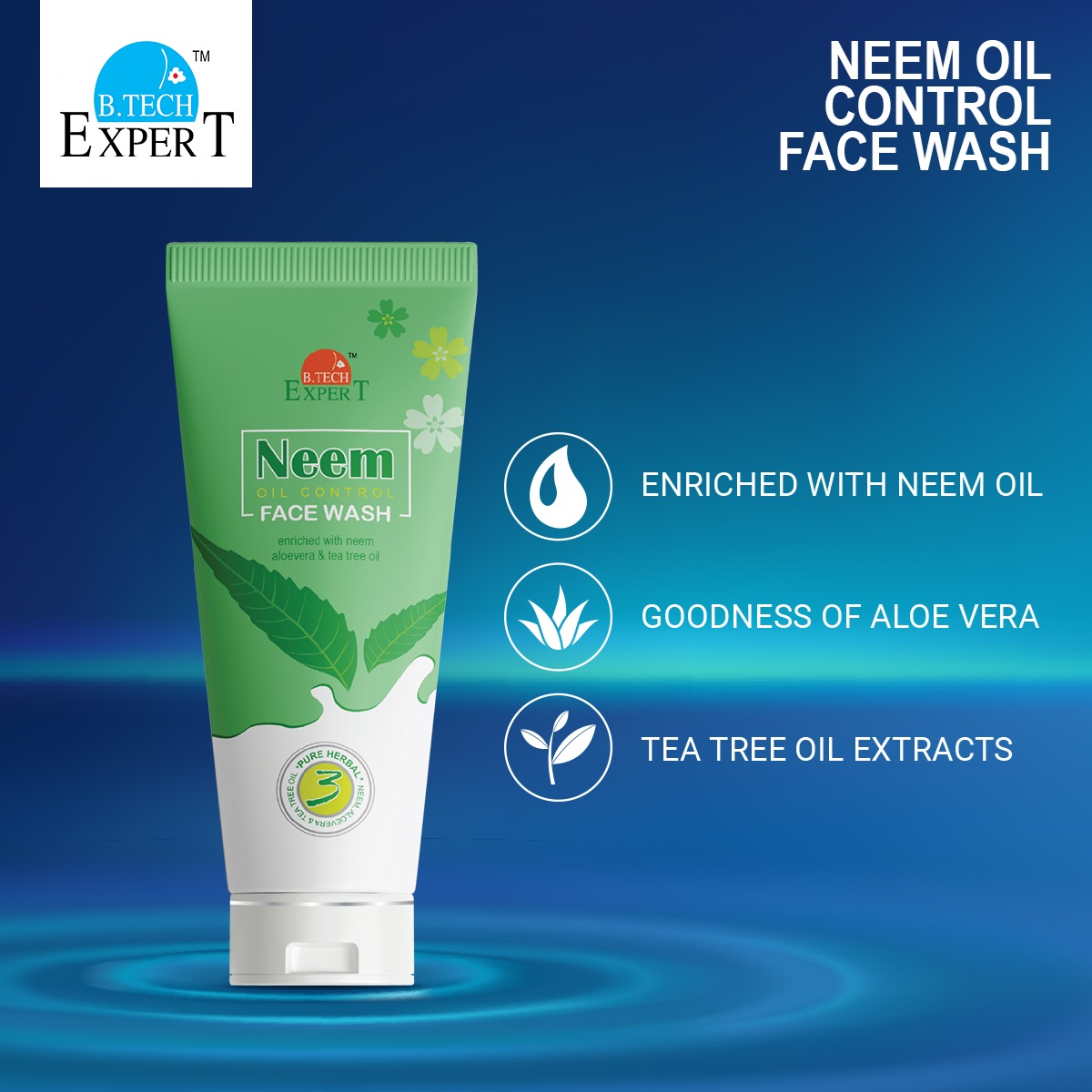 Picture of Neem Oil Control Face Wash 100ml / Neem, Aloevera & Tea Tree Oil Extract