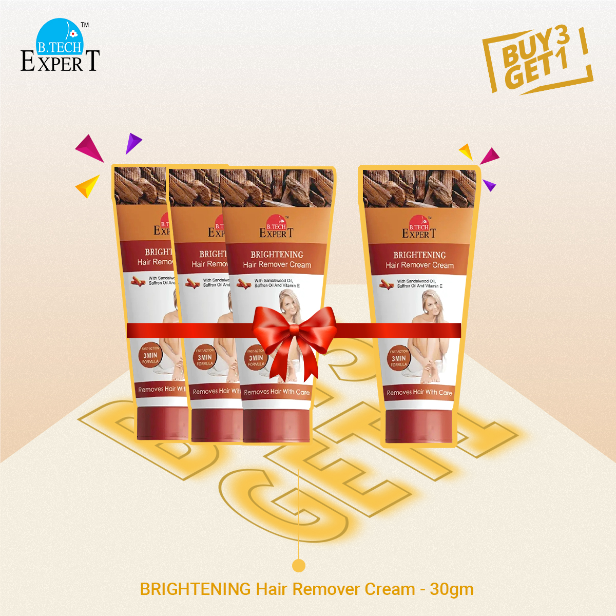 Picture of Chandan Hair Removal Cream Normal Skin 30gm - for Leg, Under Arm & Private Area, No Risk of Cuts (Buy 3 Get 1 Free)