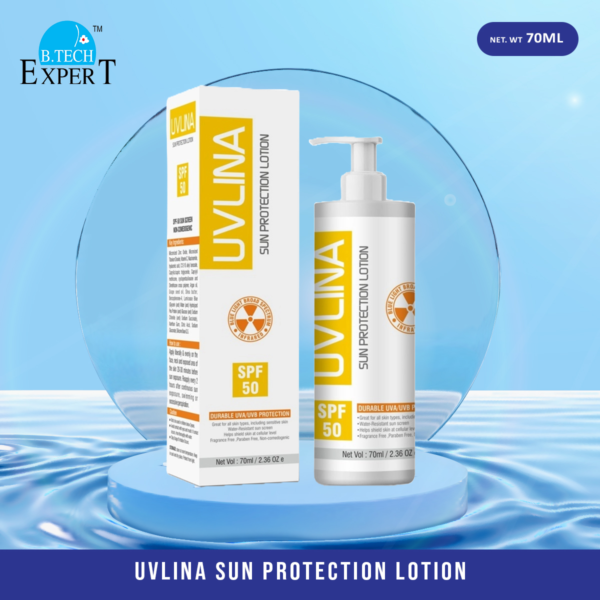 Picture of UVLINA Sun Protection Lotion 70ml (India) UVLINA  Sunscreen