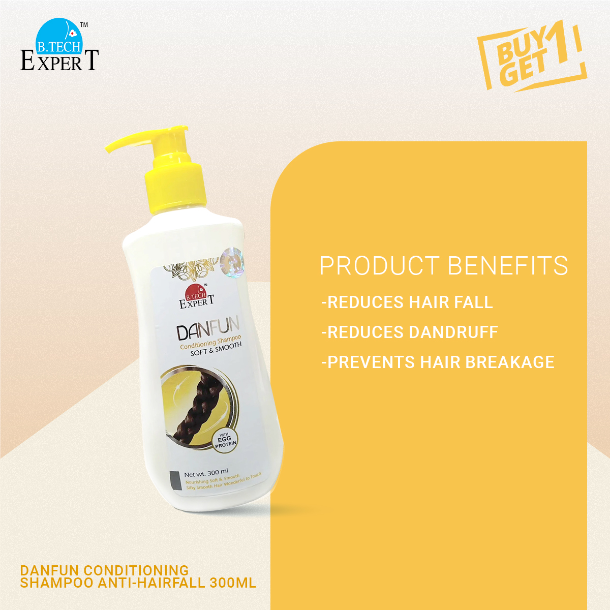 Picture of Buy DANFUN Conditioning Shampoo ANTI-HAIRFALL 300ml and  Get Aloevera Hair Remoal Cream Free