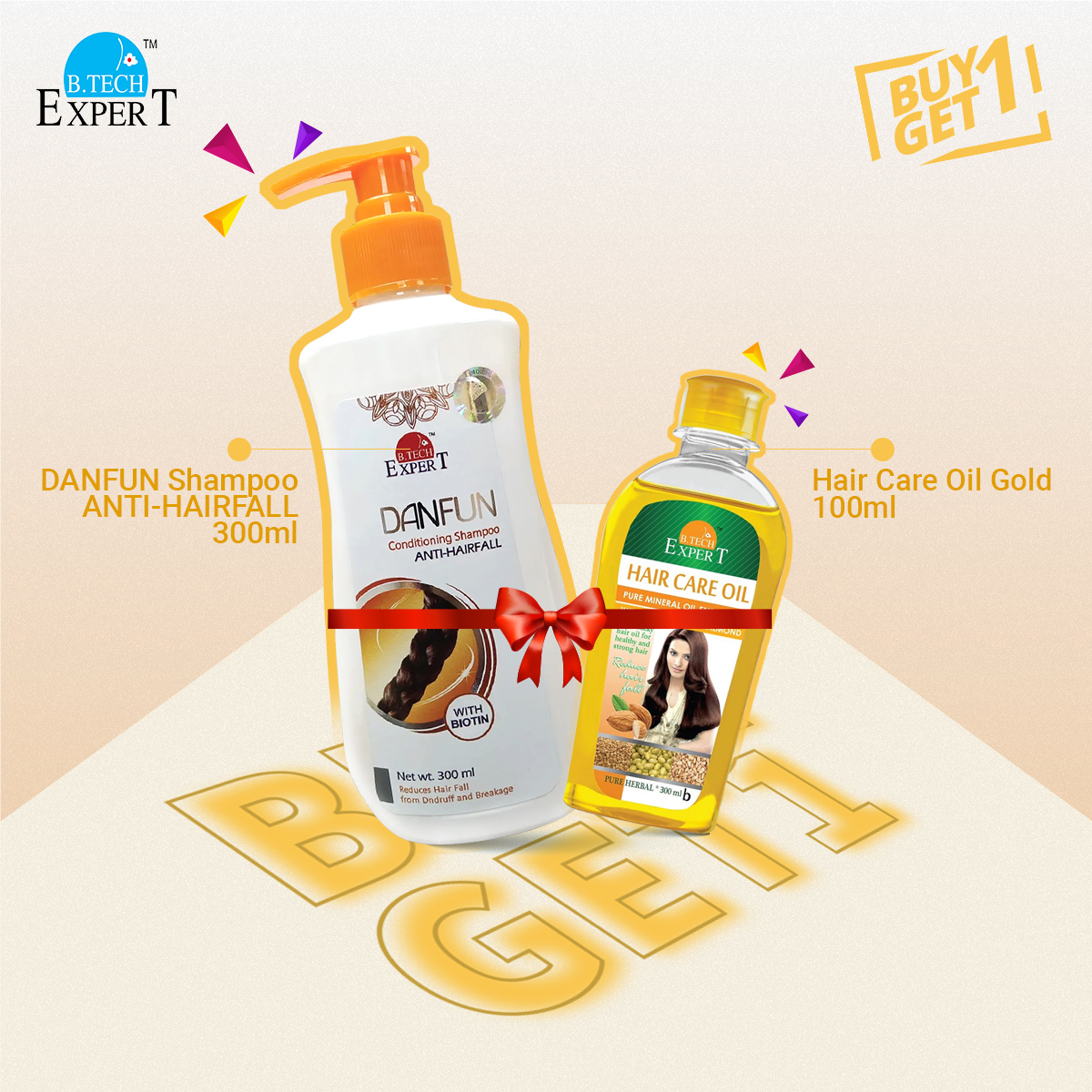 Picture of Buy 1 DANFUN Conditioning Shampoo ANTI-HAIRFALL 300ml and  Get 1 Hair Care Oil Gold 100ml