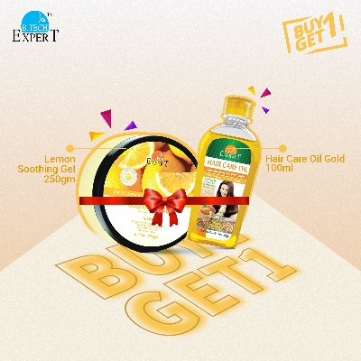 Picture of Buy 1 Lemon Skin Repairing and Whitening Soothing Gel 250gm and Get 1 Hair Care Oil Gold 100ml Free