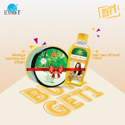Picture of Buy 1 Moringa Skin Repairing and Whitening Soothing Gel 250gm and Get 1 Hair Care Oil Gold 100ml Free
