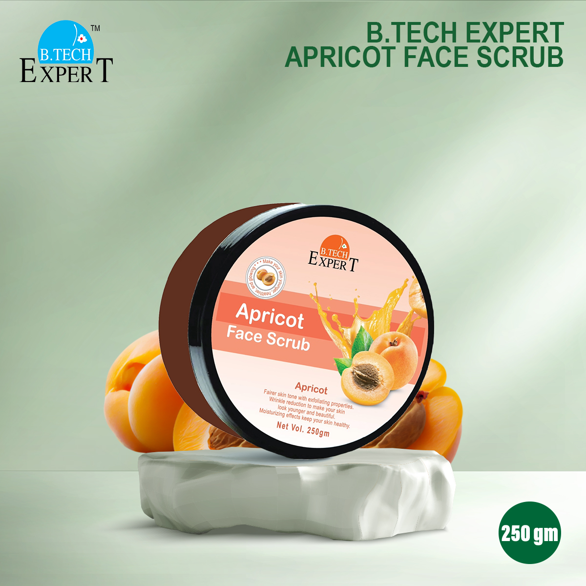 Picture of Apricot Face Scrub, Gently Exfoliates & Cleanses, For All Skin Types, Fairer Facial Scrub for a Youthful, Brighter and Beautiful Skin | With Moisturizing Effects