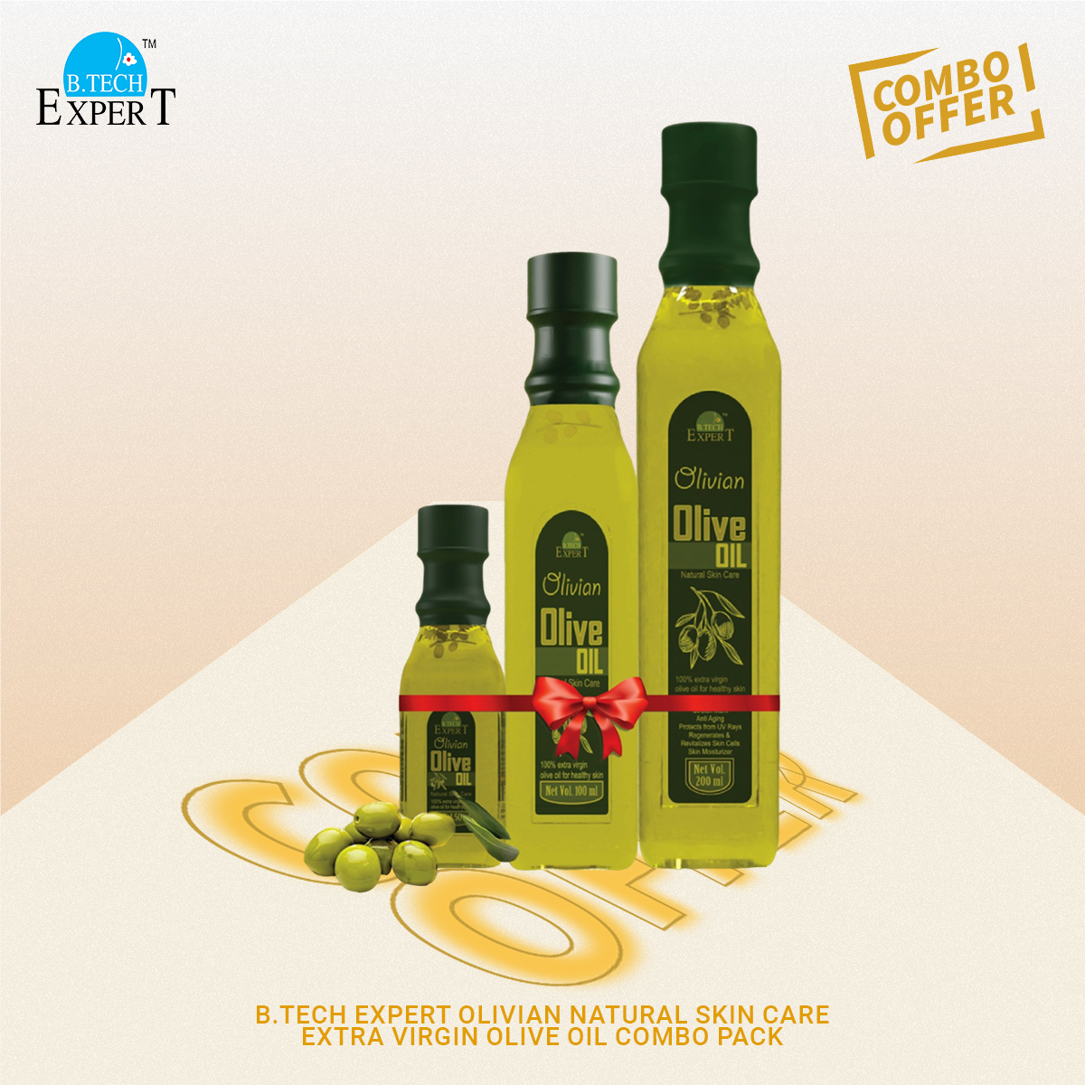 Picture of B.Tech ExperT Olivian Natural Skin Care Extra Virgin Olive Oil Combo Pack (Product of Spain)