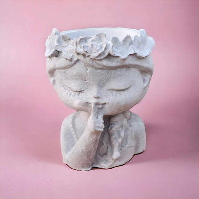 Picture of Dall Shaped Mini Flower Pot For Cactus Succulent & Mini size Plant potting Concrete Make