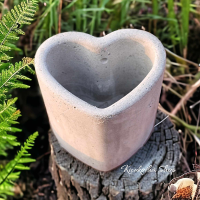 Picture of Love Shape Small Cactus Succulent Pot Long Love for Mini Plant Cement Make