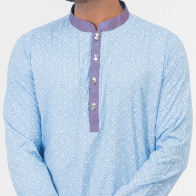 Picture of Printed Contrast Semi Fit Casual Panjabi