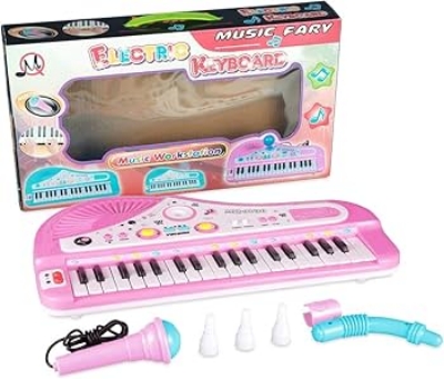 Picture of Love&Mini Piano Keyboard Toy for Girls - 24 Keys Toddler Music Toy Instrument with Microphone, Pink Piano Toy for 1 2 3 Years Old Girls Birthday Gift