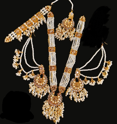 Picture of Traditional Wedding/Party Bridal Choker Necklace Earrings And Tikli Jewellery Set - Necklace - Necklace For Girls