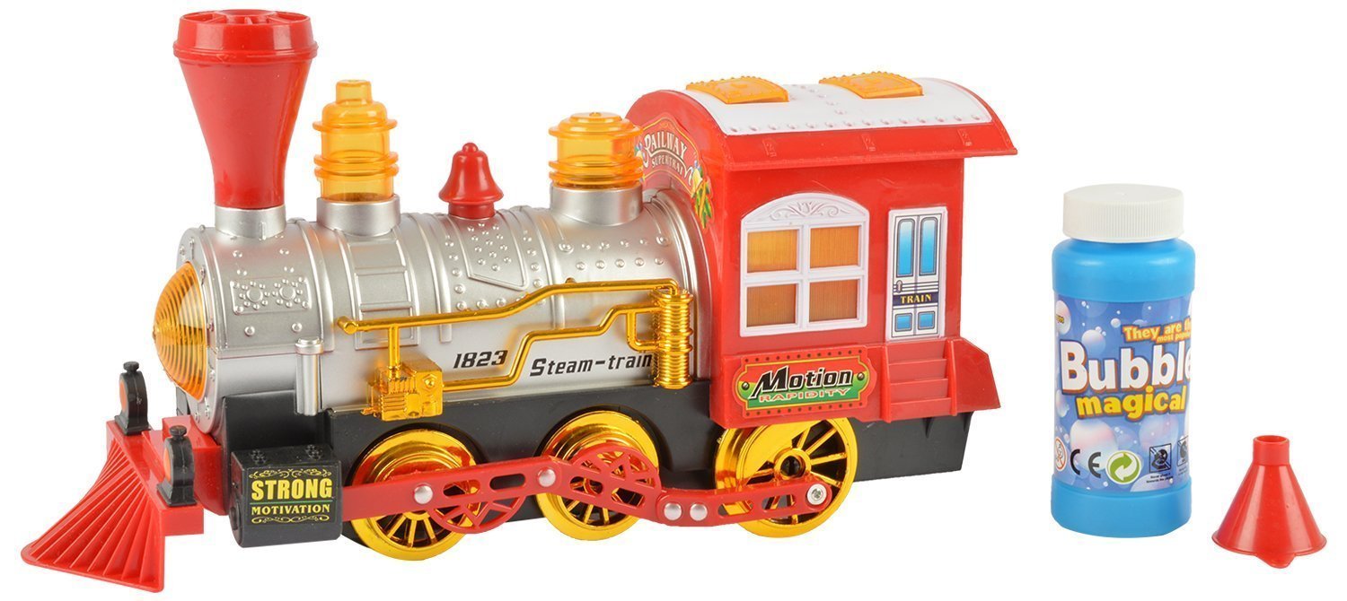 Picture of Smoke Happy Papa Motion Train Bubble Dispenser Train, Multi Function, Light, Sound and Movement Sensor Wheels . Kids Train toy Big Size