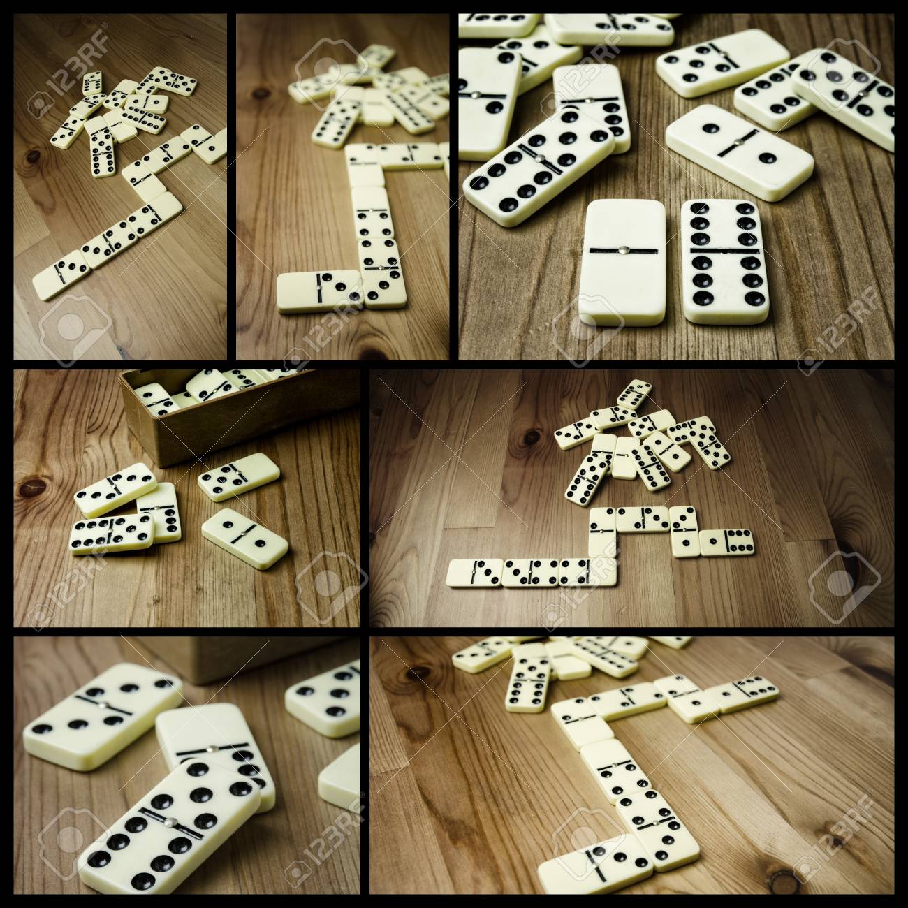 Picture of Wooden Dominoes Set with Black Dots Traditional Game Learning Toy for Kids, Friends and Family (28 pcs)