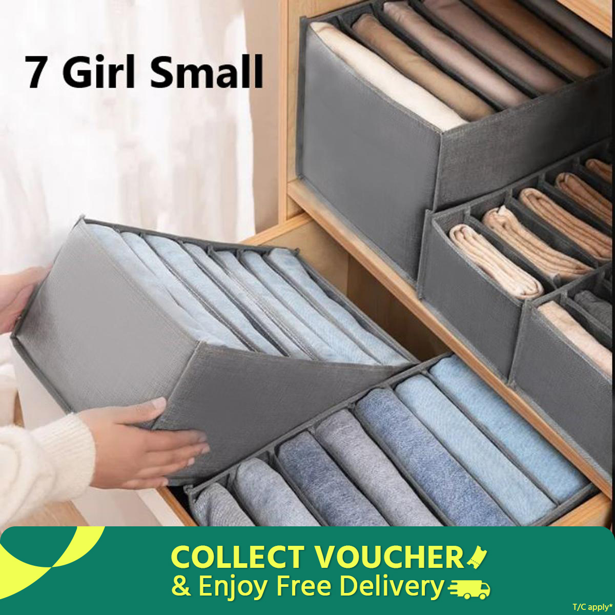 Picture of Cloth Organizer Box 7 Grid Small Closet Storage drawer divider storage organizer Box