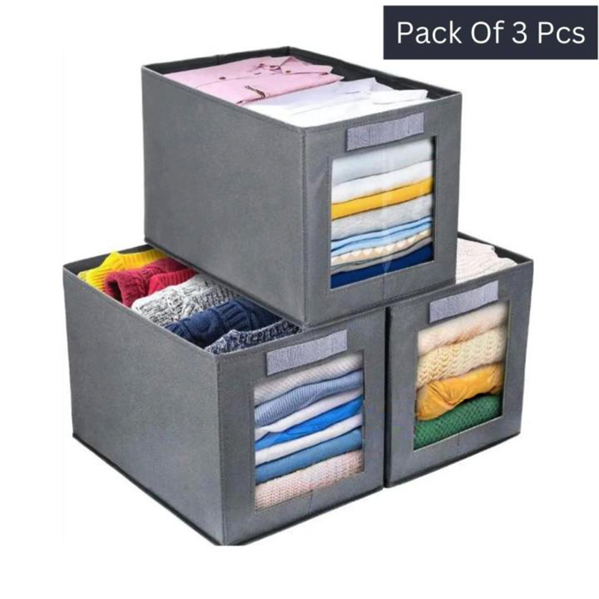 Picture of Foldable Cloth Organizer Box, 3 Pcs Cloth Storage Organizer Box