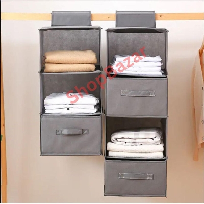 Picture of 2 টি ড্রয়ারের সাথে 4 স্তরের কাপড়ের স্টোরেজ র‍্যাক, 2 টি ড্রয়ারের সাথে ভাঁজযোগ্য 4 স্তরের কাপড়ের স্টোরেজ অর্গানাইজার। - cloth rack