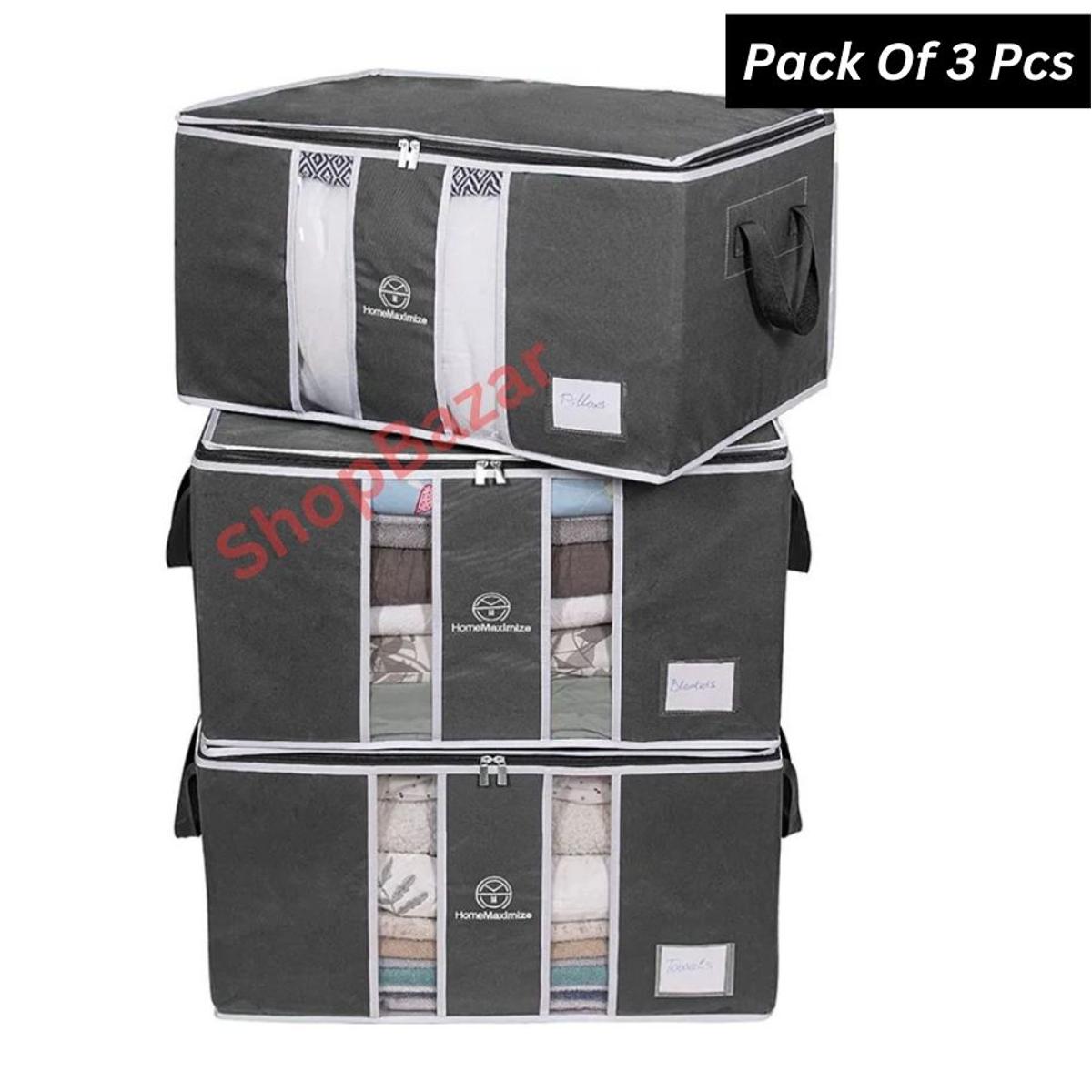 Picture of 3 Pcs New Quilt Storage Bag, King Size Blanket Storage Organizer, 3 PcsLarge Capacity Cloth Storage Bag.