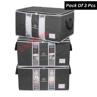 Picture of 3 Pcs New Quilt Storage Bag, King Size Blanket Storage Organizer, 3 PcsLarge Capacity Cloth Storage Bag.