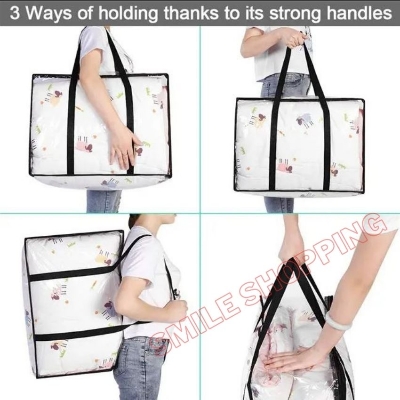 Picture of Transparent Cloth/Quilt Storage Bag, 1 Pcs Transparent Quilt Cloth Storage Bag With Travel Type Handle