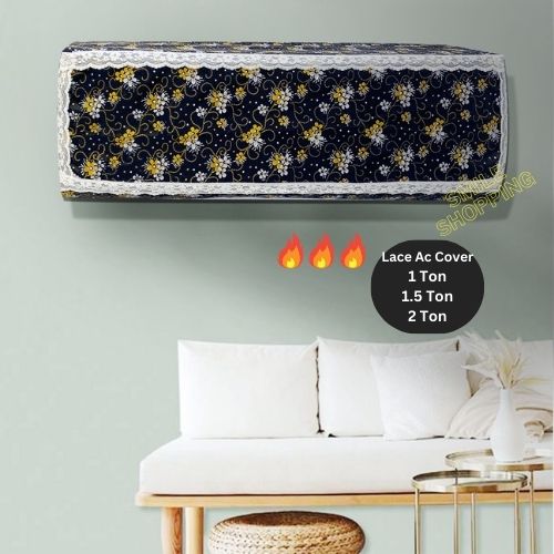 Picture of Ac Cover (1Ton, 1.5Ton ,2Ton & ,2.5 Ton) Beautiful Printed Lace Ac Cover Dustproof Ac Cover For 1 Ton 1.5 ton & 2 Ton Ac