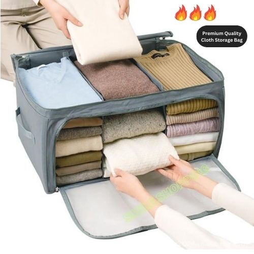 Picture of Premium Quality Cloth Storage Bag, Extra Large Double Opening Divider Cloth Organizer Bag With Transparent Window