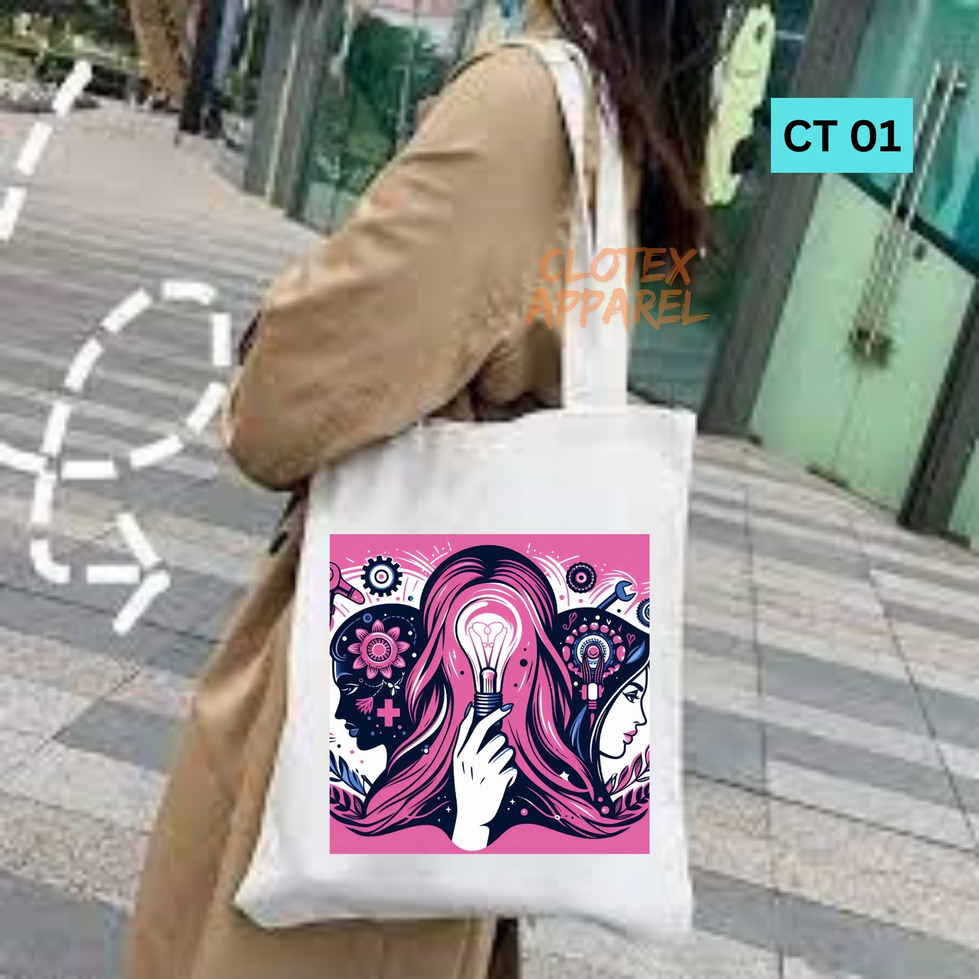 Picture of Clotex Canvas Tote Bag Women Empowerment Designed Cotton Canvas Tote Bag With Zipper for Women Girls  Ladies Everyday Daily Useable Fashionable Hand Shoulder Bag For School College University Students (CT 01)
