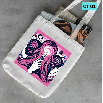 Picture of Clotex Canvas Tote Bag Women Empowerment Designed Cotton Canvas Tote Bag With Zipper for Women Girls  Ladies Everyday Daily Useable Fashionable Hand Shoulder Bag For School College University Students (CT 01)