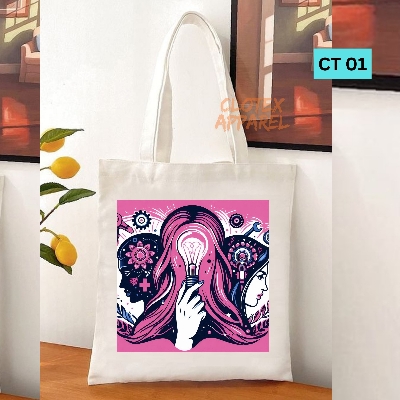 Picture of Clotex Canvas Tote Bag Women Empowerment Designed Cotton Canvas Tote Bag With Zipper for Women Girls  Ladies Everyday Daily Useable Fashionable Hand Shoulder Bag For School College University Students (CT 01)