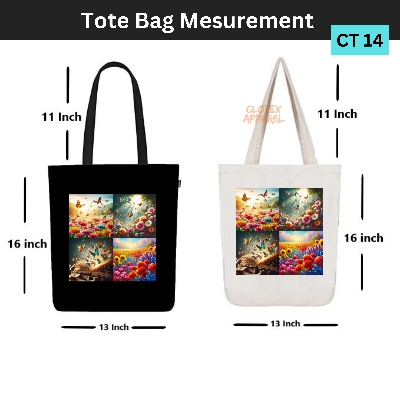 Picture of Smile Tote Bag Butterfly Flower Designed Cotton Canvas Tote Bag With Zipper for Women Girls  Ladies Everyday Daily Useable Fashionable Hand Shoulder Bag For School College University Students(CT 14)