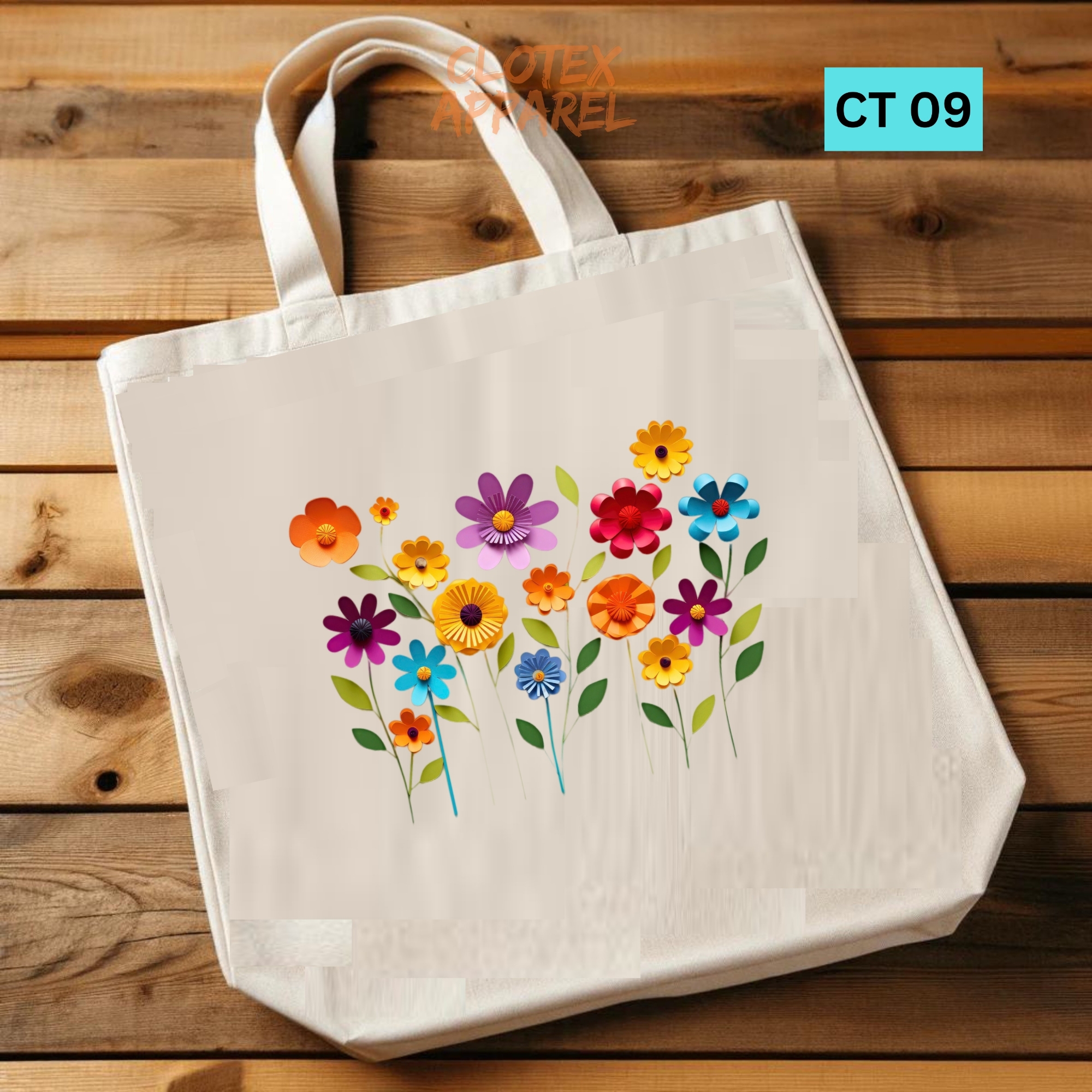 Picture of Smile Tote Bag For Women Floral Print Designed Cotton Canvas Tote Bag With Zipper for Women Girls  Ladies Everyday Daily Useable Fashionable Hand Shoulder Bag For School College University Students(CT 09)