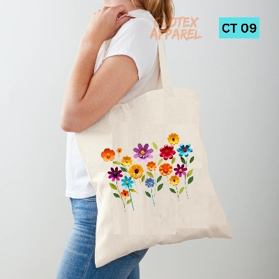 Picture of Smile Tote Bag For Women Floral Print Designed Cotton Canvas Tote Bag With Zipper for Women Girls  Ladies Everyday Daily Useable Fashionable Hand Shoulder Bag For School College University Students(CT 09)