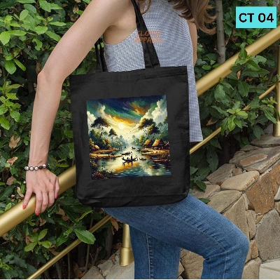 Picture of Smile Tote Bag Beautiful Natural  Designed Cotton Canvas Tote Bag With Zipper for Women Girls  Ladies Everyday Daily Useable Fashionable Hand Shoulder Bag For  College University Students(CT 04)