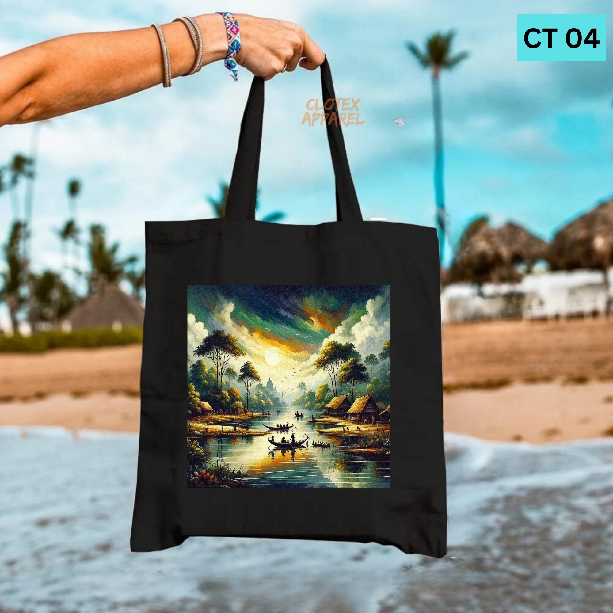 Picture of Smile Tote Bag Beautiful Natural  Designed Cotton Canvas Tote Bag With Zipper for Women Girls  Ladies Everyday Daily Useable Fashionable Hand Shoulder Bag For  College University Students(CT 04)