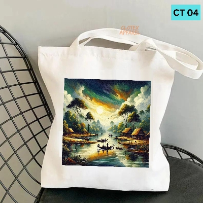 Picture of Smile Tote Bag Beautiful Natural  Designed Cotton Canvas Tote Bag With Zipper for Women Girls  Ladies Everyday Daily Useable Fashionable Hand Shoulder Bag For  College University Students(CT 04)