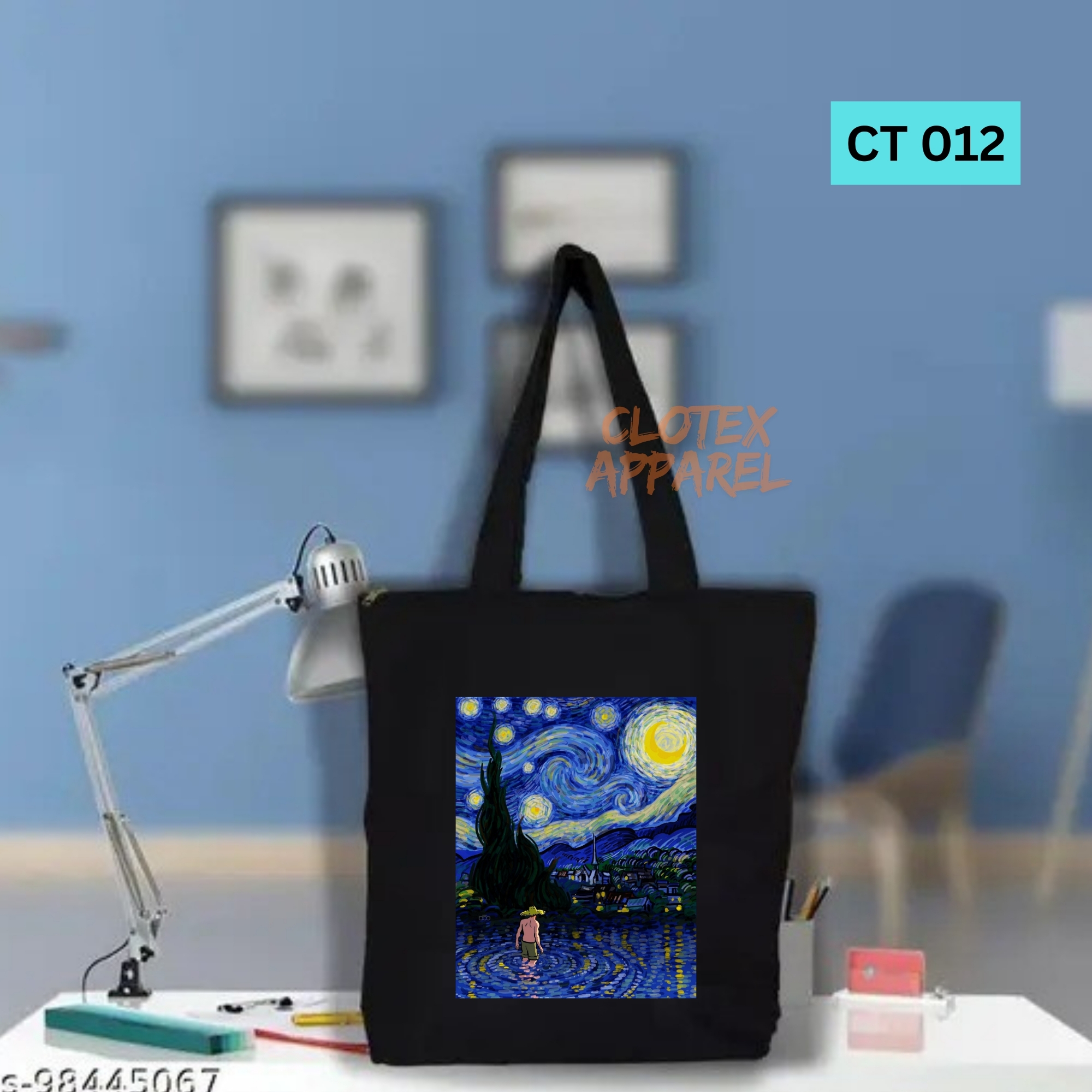 Picture of Smile Tote Bag Ocean Wav Designed Cotton Canvas Tote Bag With Zipper for Women Girls  Ladies Everyday Daily Useable Fashionable Hand Shoulder Bag For School College University Students(CT 12)