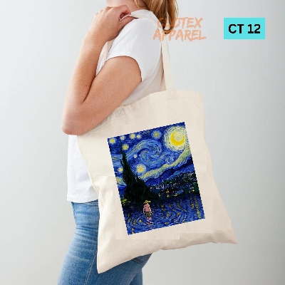 Picture of Smile Tote Bag Ocean Wav Designed Cotton Canvas Tote Bag With Zipper for Women Girls  Ladies Everyday Daily Useable Fashionable Hand Shoulder Bag For School College University Students(CT 12)