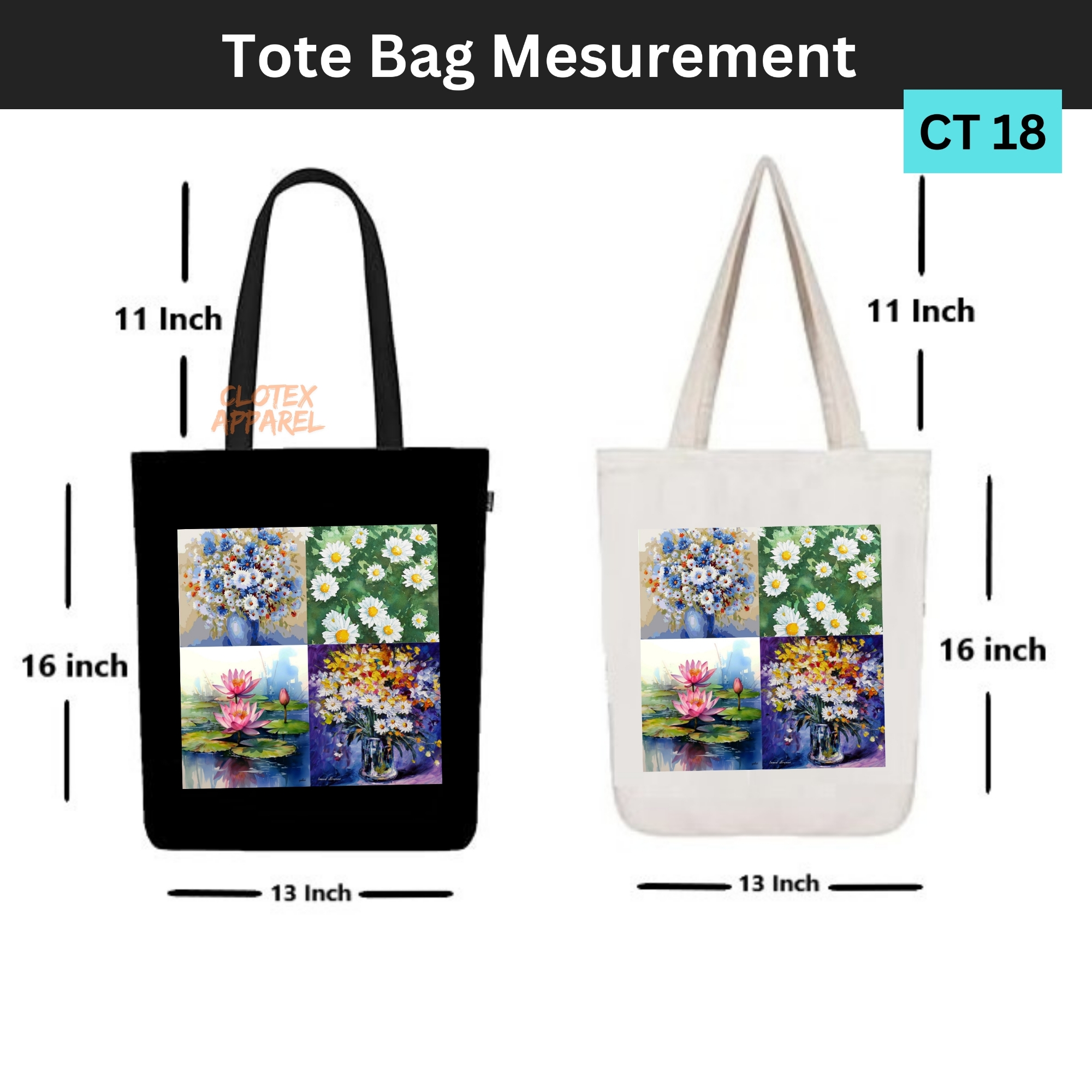 Picture of Smile Tote Bag Natural Flower Designed Cotton Canvas Tote Bag With Zipper for Women Girls  Ladies Everyday Daily Useable Fashionable Hand Shoulder Bag For School College University Students(CT 18)