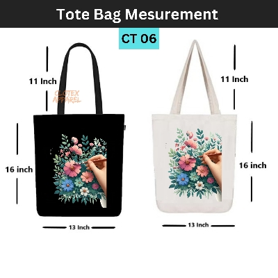 Picture of Smile Tote Bag Beautiful Flower Paint Designed Cotton Canvas Tote Bag With Zipper for Women Girls  Ladies Everyday Daily Useable Fashionable Hand Shoulder Bag For School College University Students(CT 06)