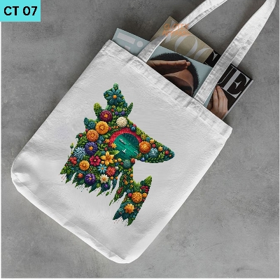 Picture of Smile Tote Bag BD Map Designed Cotton Canvas Tote Bag With Zipper for Women Girls  Ladies Everyday Daily Useable Fashionable Hand Shoulder Bag For School College University Students (CT 07)