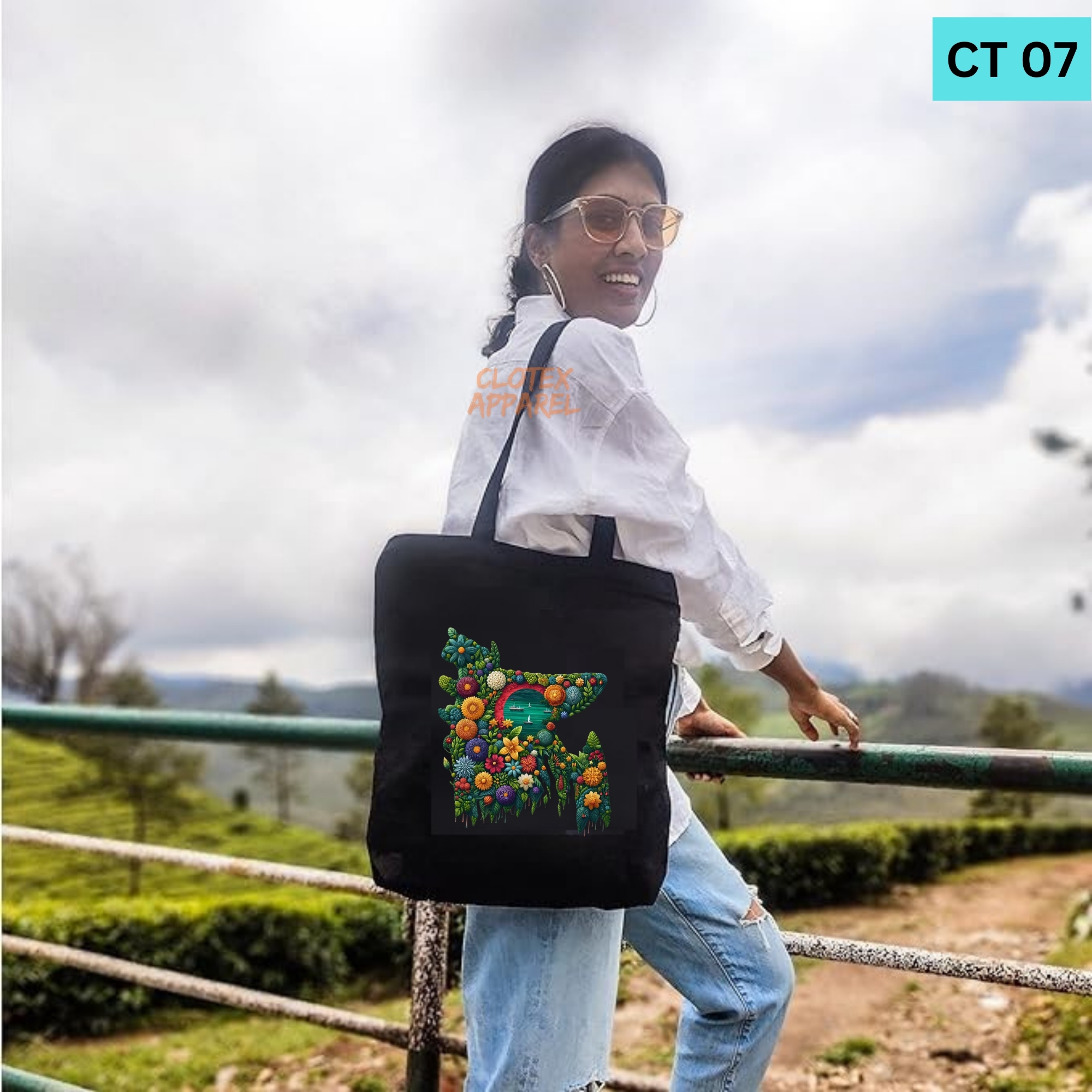 Picture of Smile Tote Bag BD Map Designed Cotton Canvas Tote Bag With Zipper for Women Girls  Ladies Everyday Daily Useable Fashionable Hand Shoulder Bag For School College University Students (CT 07)