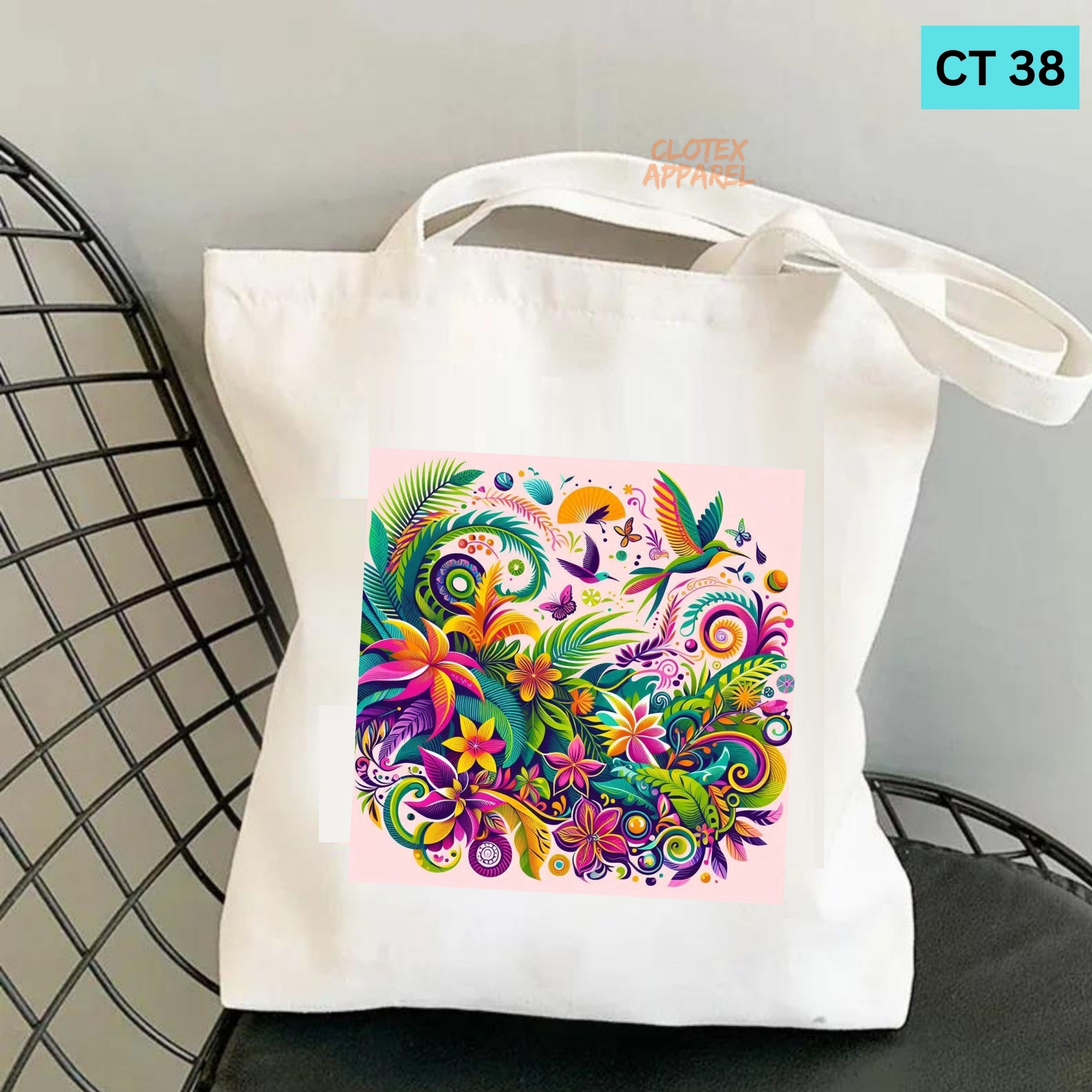 Picture of Smile Canvas Tote Bag Women Empowerment Bird Folwer Designed Cotton Canvas Tote Bag With Zipper for Women Girls  Ladies Everyday Daily Useable Fashionable Hand Shoulder Bag For School College University Students (CT 38)