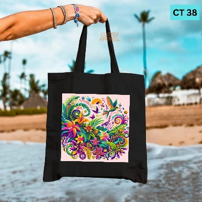 Picture of Smile Canvas Tote Bag Women Empowerment Bird Folwer Designed Cotton Canvas Tote Bag With Zipper for Women Girls  Ladies Everyday Daily Useable Fashionable Hand Shoulder Bag For School College University Students (CT 38)