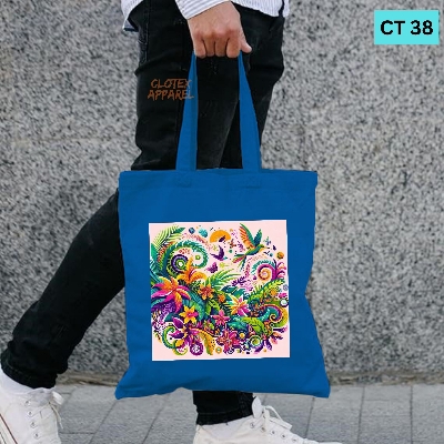 Picture of Smile Canvas Tote Bag Women Empowerment Bird Folwer Designed Cotton Canvas Tote Bag With Zipper for Women Girls  Ladies Everyday Daily Useable Fashionable Hand Shoulder Bag For School College University Students (CT 38)
