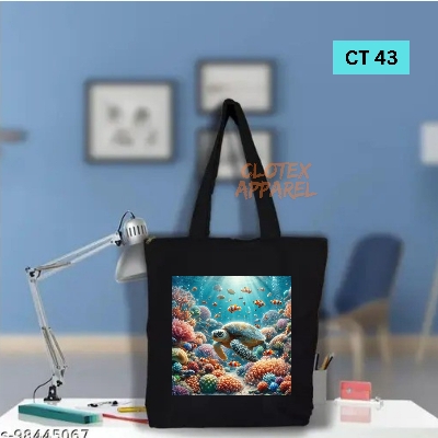 Picture of Smile Canvas Tote Bag Women Empowerment Under Water Designed Cotton Canvas Tote Bag With Zipper for Women Girls  Ladies Everyday Daily Useable Fashionable Hand Shoulder Bag For School College University Students (CT 43)