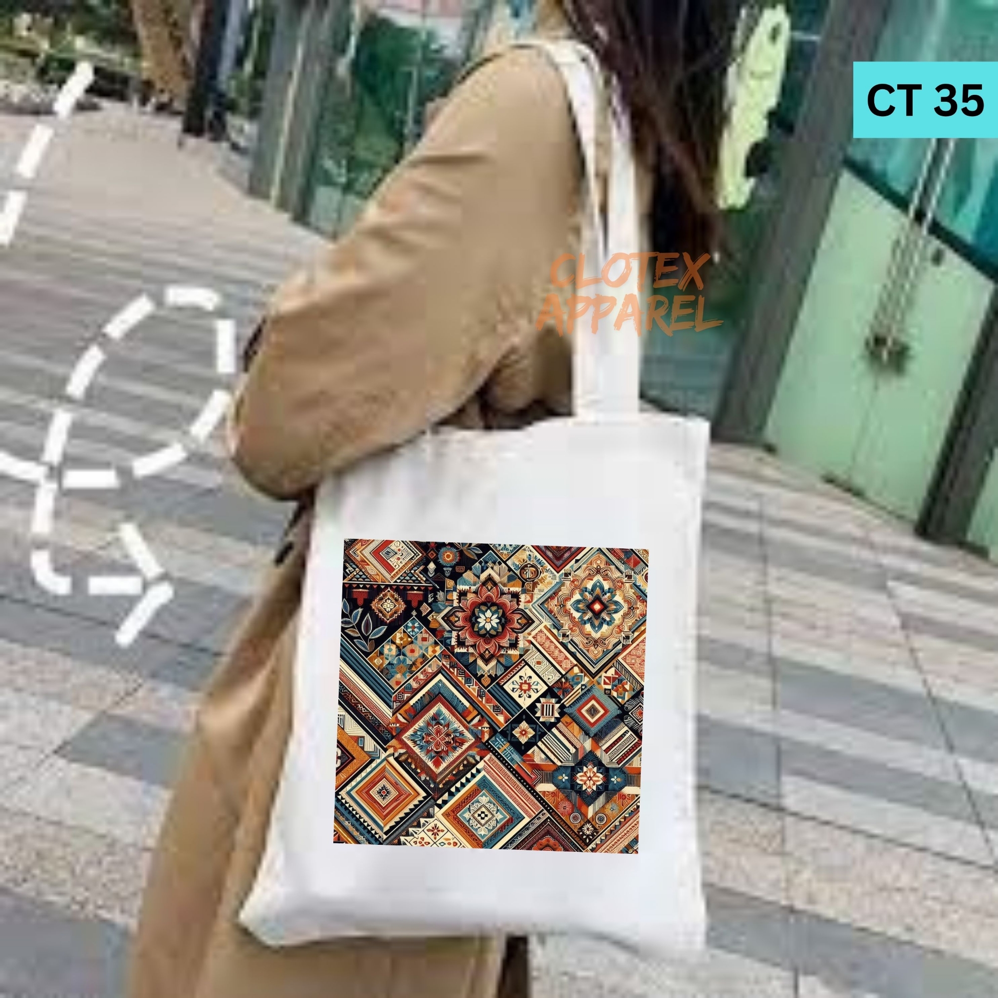 Picture of Smile Canvas Tote Bag Women Empowerment Designed Cotton Canvas Tote Bag With Zipper for Women Girls  Ladies Everyday Daily Useable Fashionable Hand Shoulder Bag For School College University Students (CT 35)