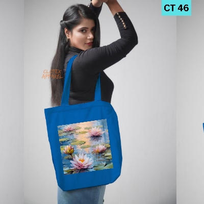 Picture of Smile Canvas Tote Bag Women Empowerment Lotus Flower Designed Cotton Canvas Tote Bag With Zipper for Women Girls  Ladies Everyday Daily Useable Fashionable Hand Shoulder Bag For School College University Students (CT 46)